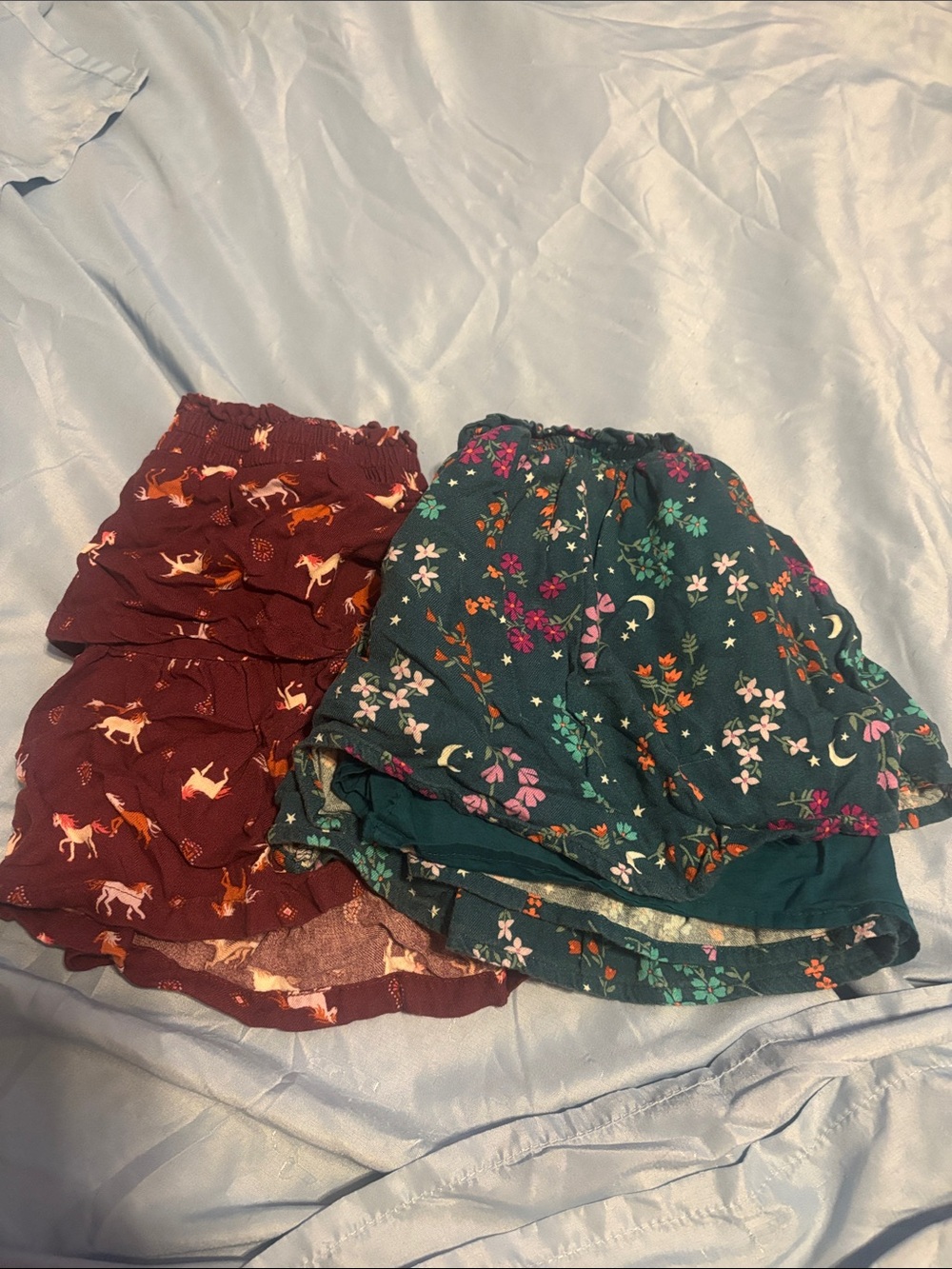 Girls Floral & Animal Print Layered Skirts - Green and Burgundy